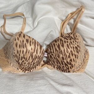 Victoria's Secret Tan Leopard Lace Bra